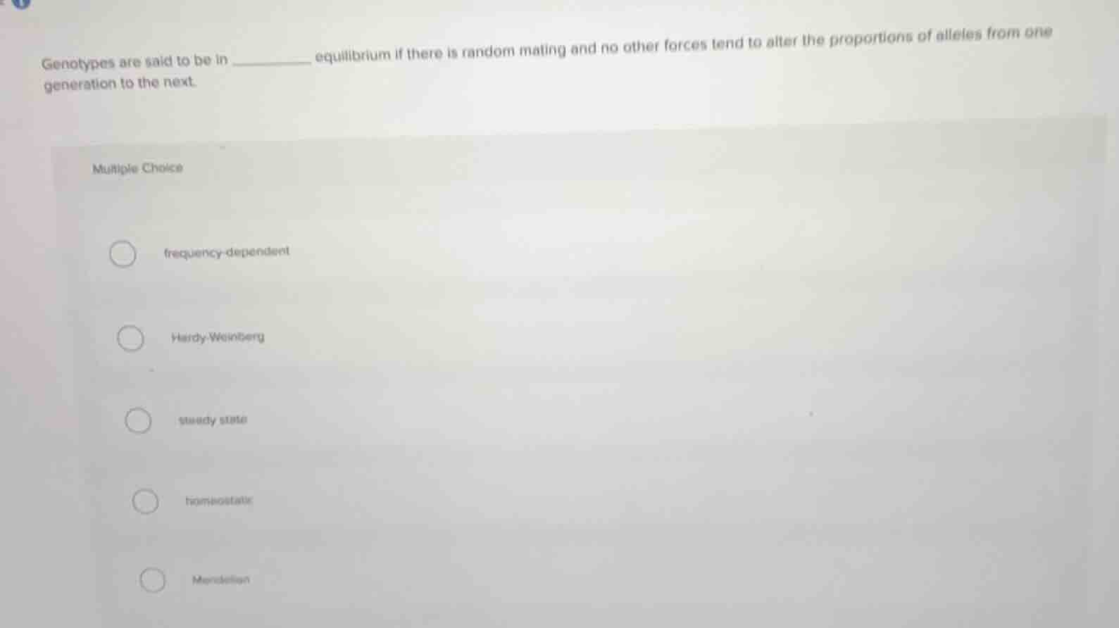 genotypes are said to be in ______ equilibrium if there is random matin…