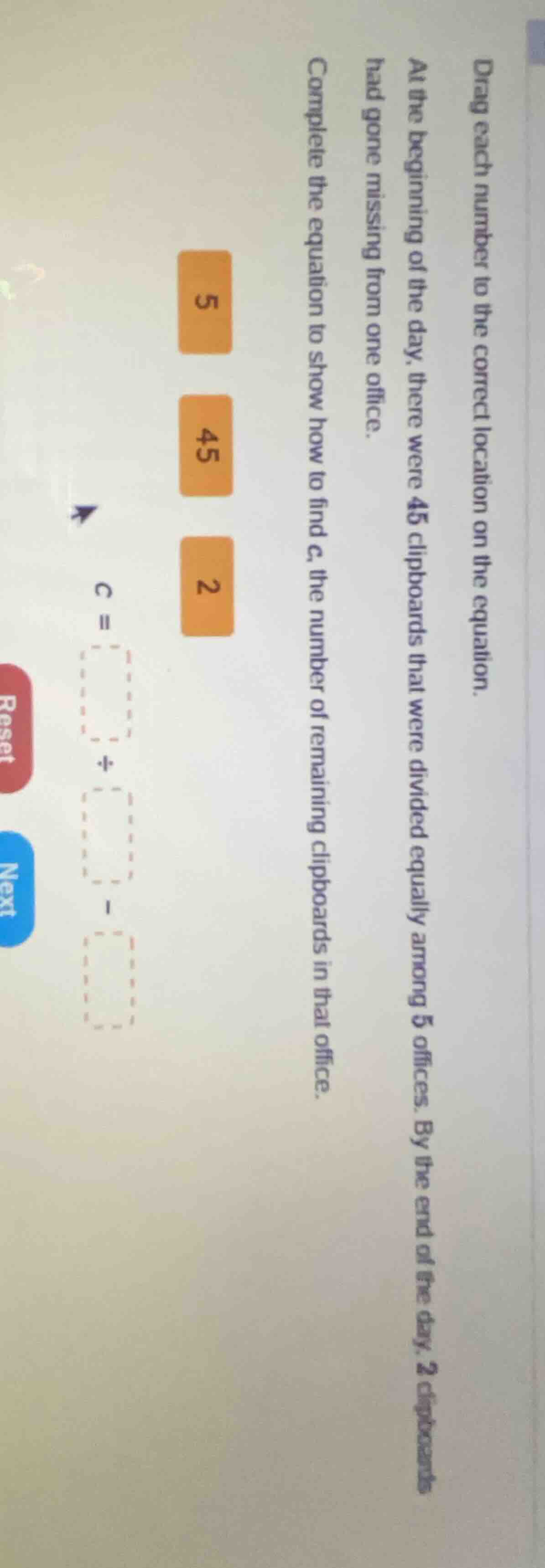 drag each number to the correct location on the equation. at the beginn…
