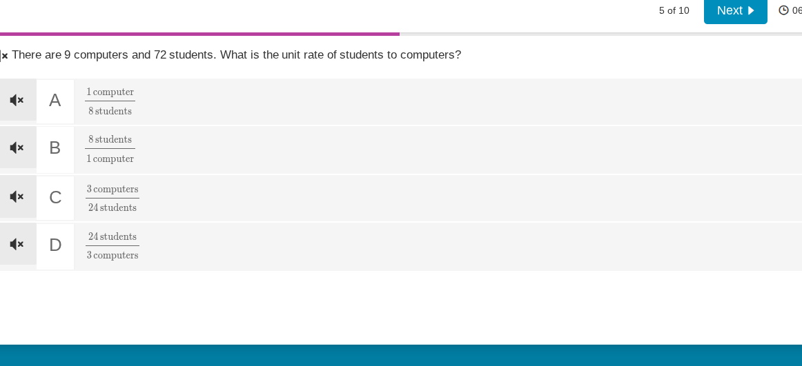 there are 9 computers and 72 students. what is the unit rate of student…