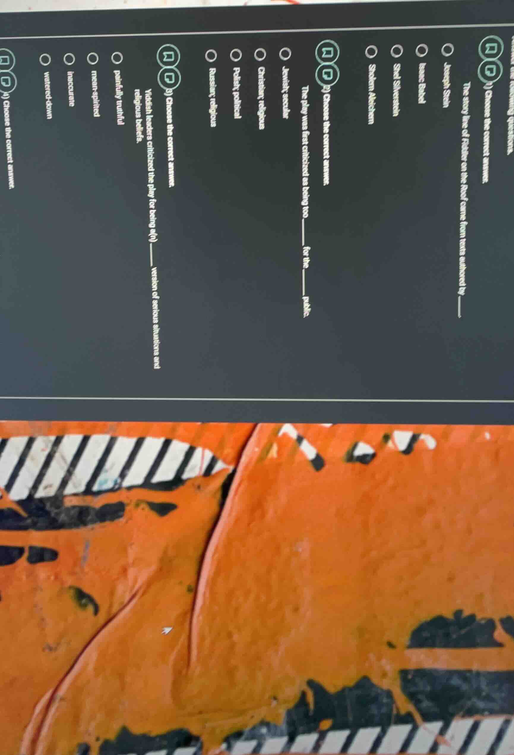 1) choose the correct answer. the story line of fiddler on the roof cam…