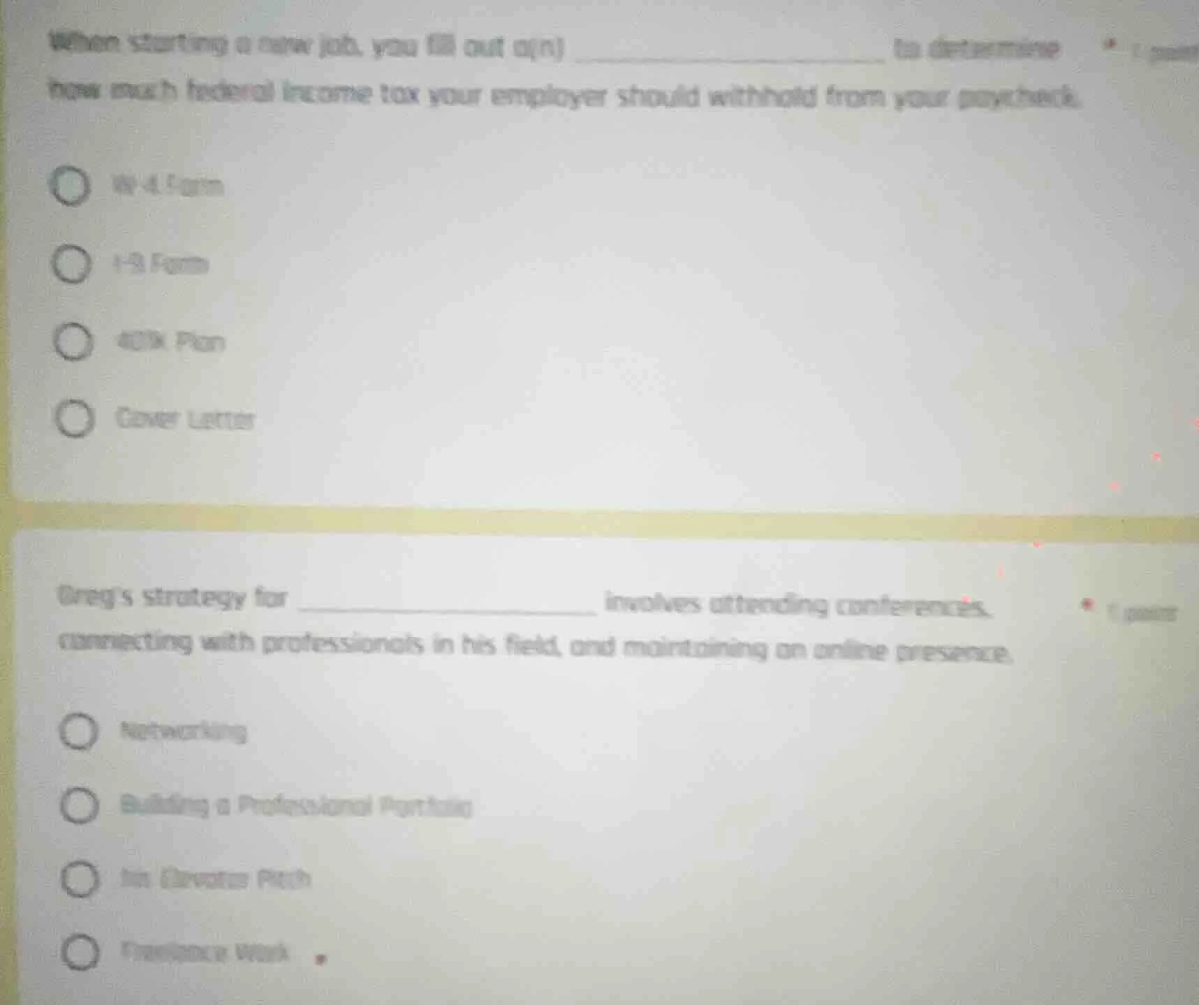 when starting a new job, you fill out a(n) ________________ to determin…
