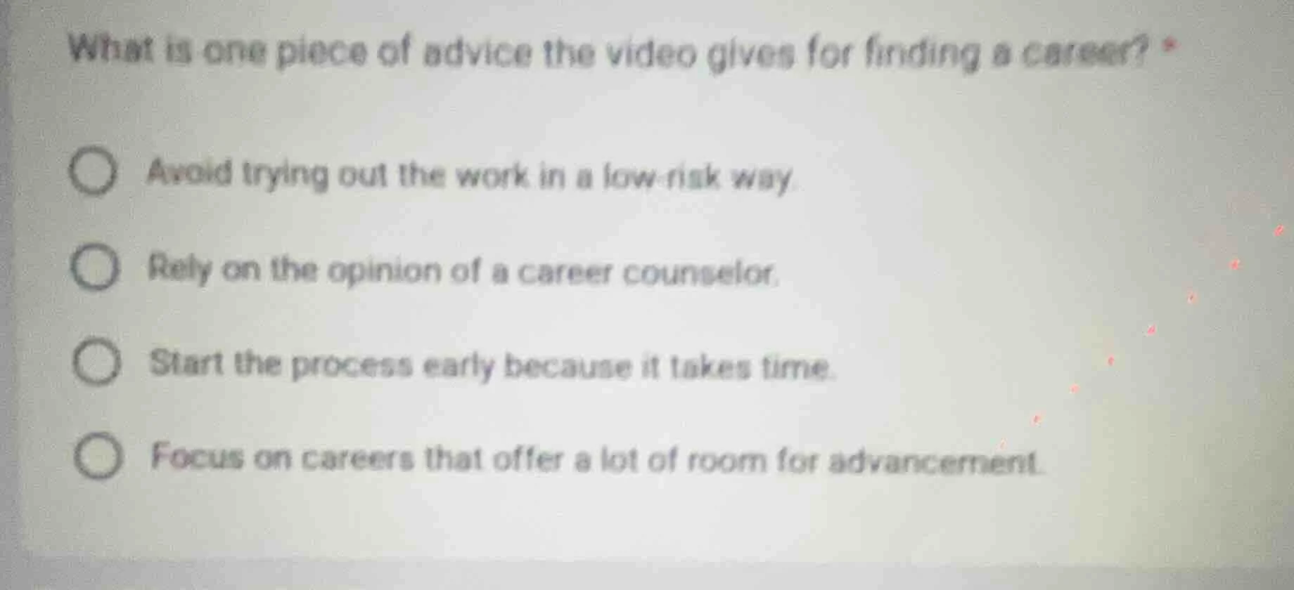 what is one piece of advice the video gives for finding a career? avoid…