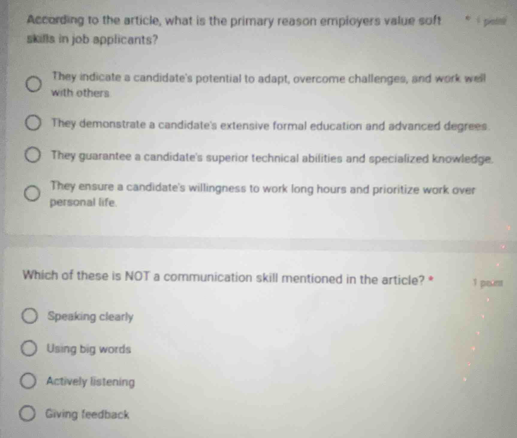according to the article, what is the primary reason employers value so…
