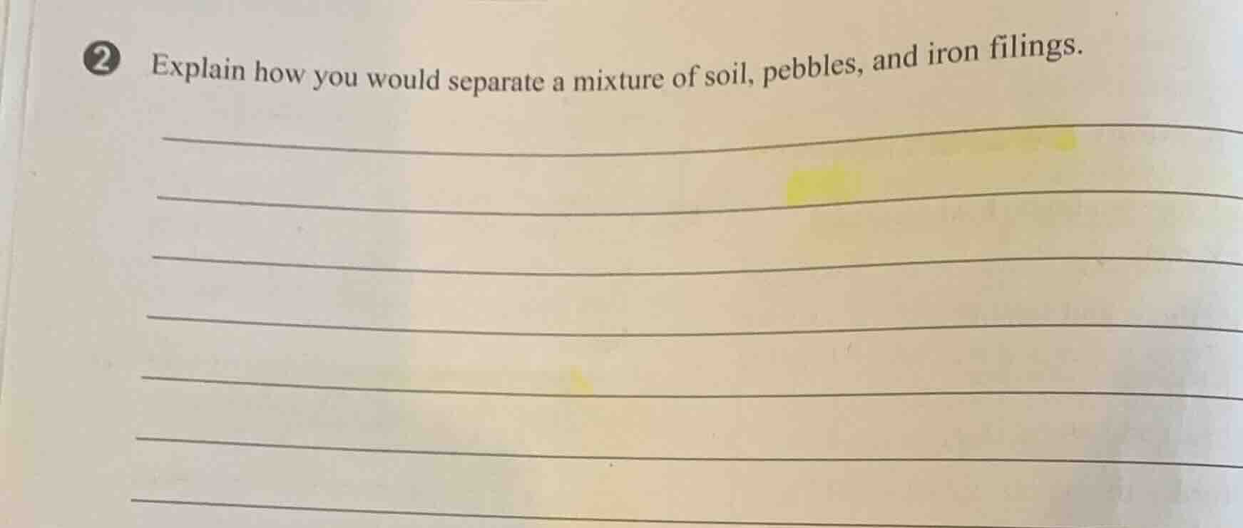 2 explain how you would separate a mixture of soil, pebbles, and iron f…