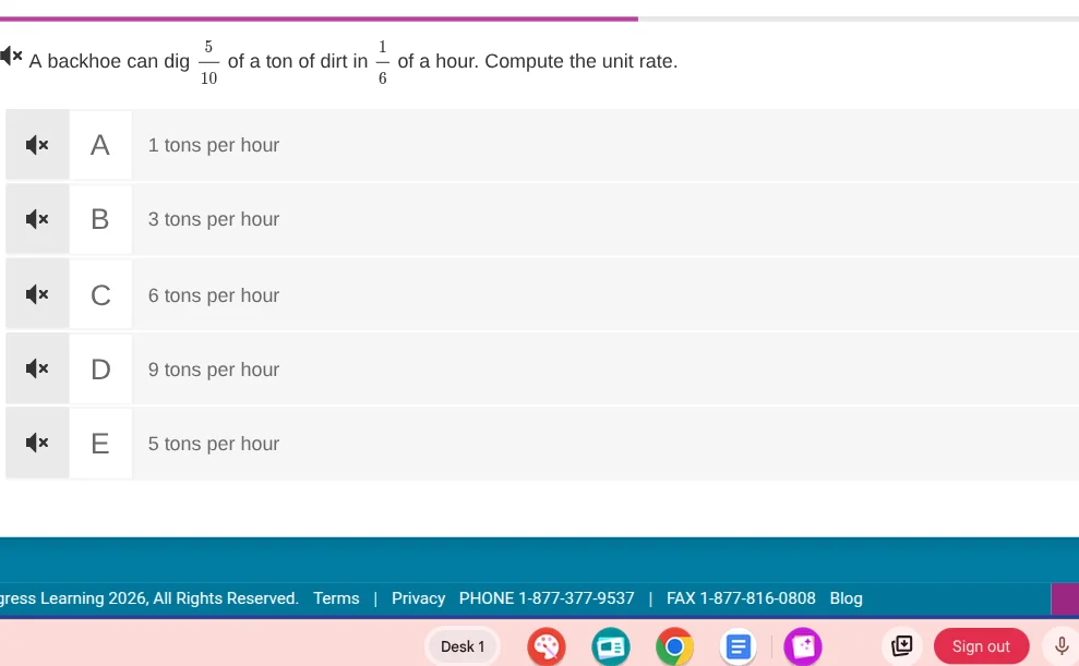 a backhoe can dig \\(\frac{5}{10}\\) of a ton of dirt in \\(\frac{1}{6}…