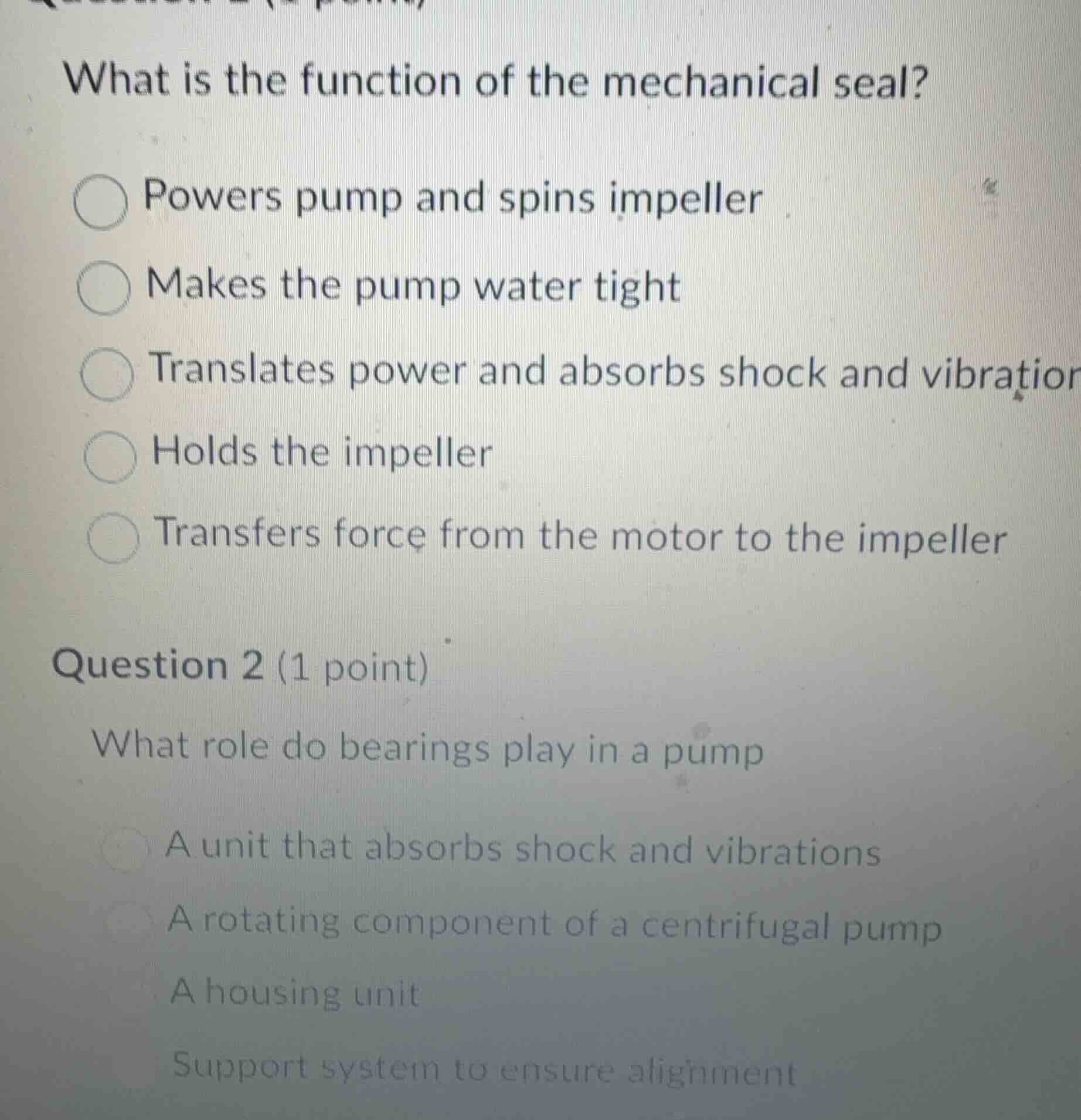what is the function of the mechanical seal? powers pump and spins impe…