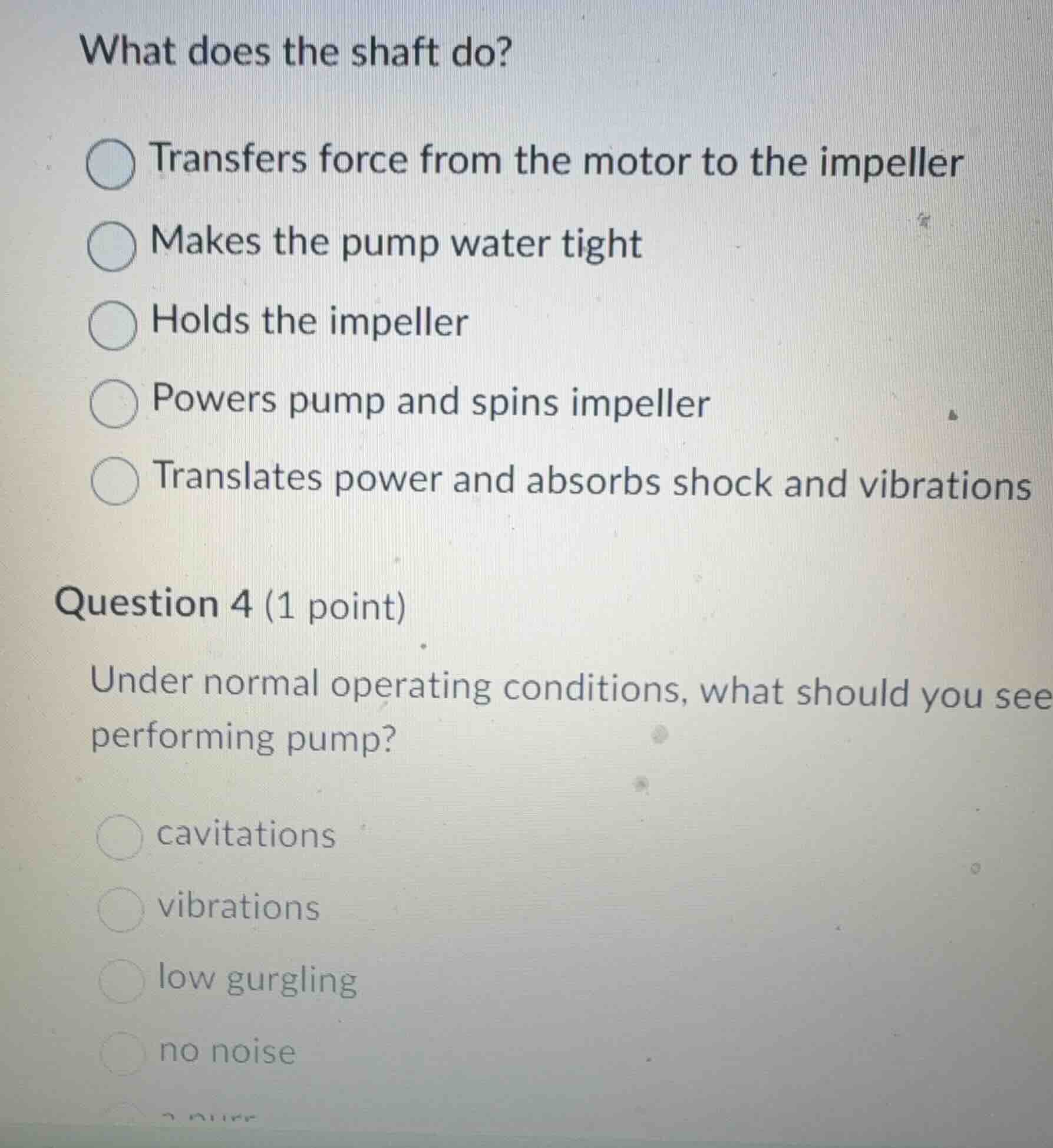 what does the shaft do? transfers force from the motor to the impeller …