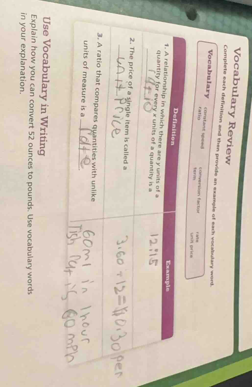 vocabulary review complete each definition and then provide an example …