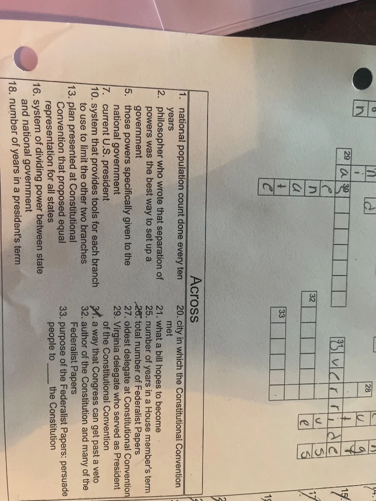 across 1. national population count done every ten years 2. philosopher…