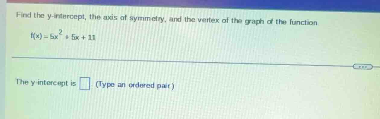 find the y-intercept, the axis of symmetry, and the vertex of the graph…