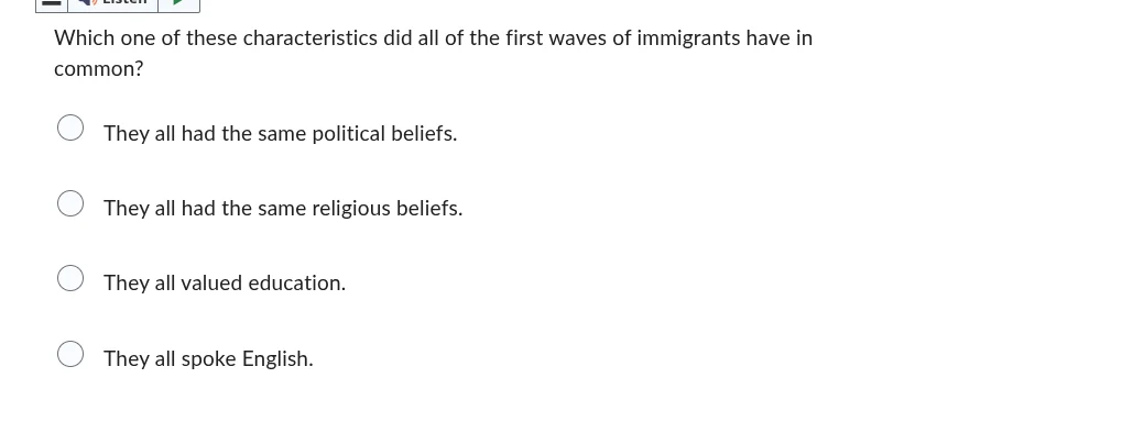 which one of these characteristics did all of the first waves of immigr…