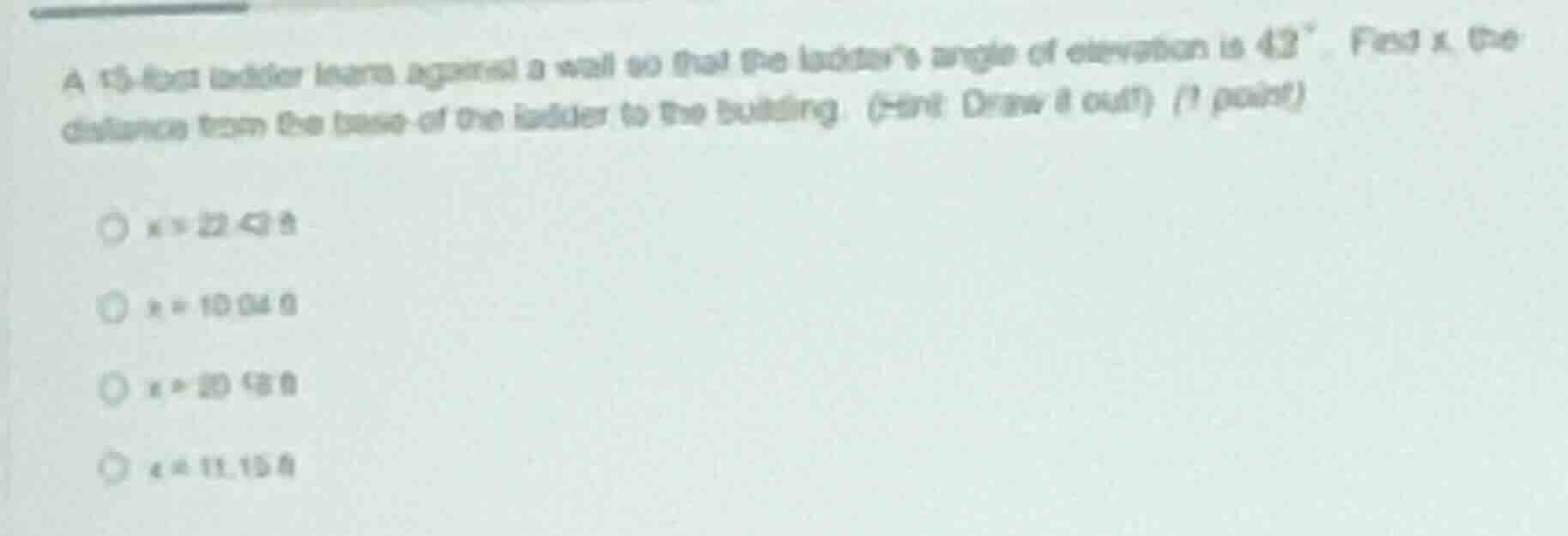 a 15-foot ladder leans against a wall so that the ladder’s angle of ele…