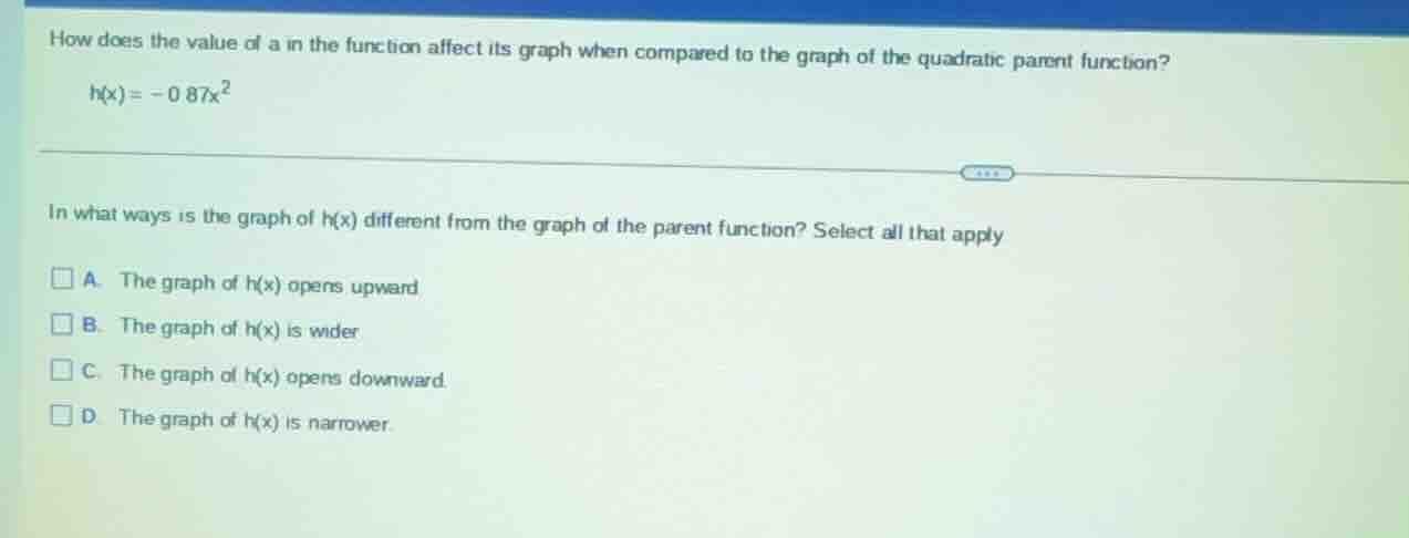 how does the value of a in the function affect its graph when compared …