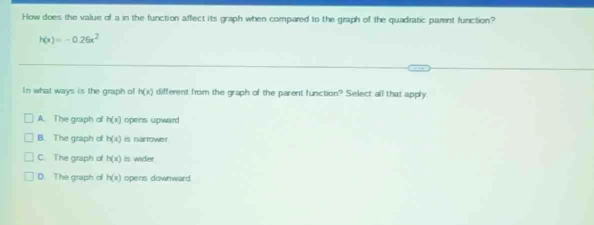 how does the value of a in the function affect its graph when compared …