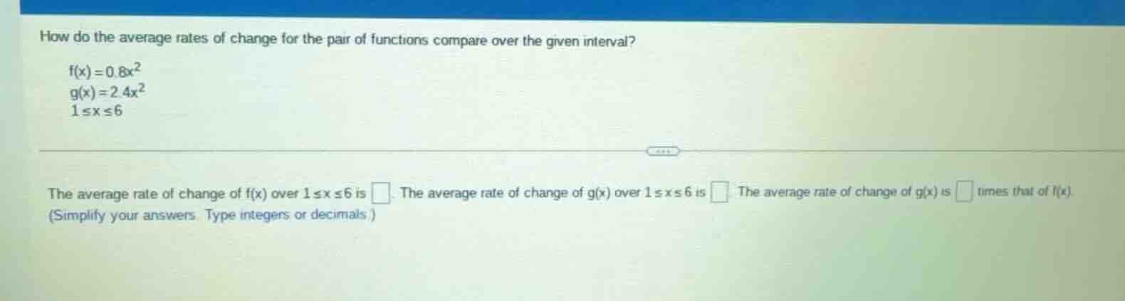 how do the average rates of change for the pair of functions compare ov…