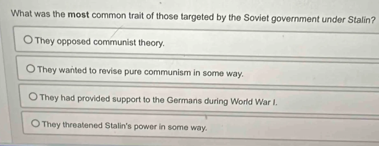 what was the most common trait of those targeted by the soviet governme…
