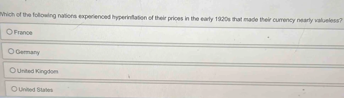 which of the following nations experienced hyperinflation of their pric…