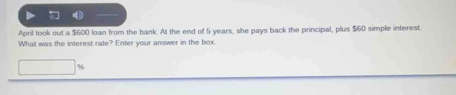 april took out a $600 loan from the bank. at the end of 5 years, she pa…
