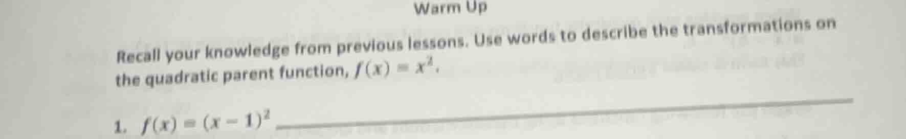 warm up recall your knowledge from previous lessons. use words to descr…