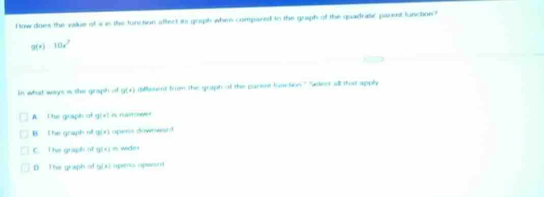 how does the value of a in the function affect its graph when compared …