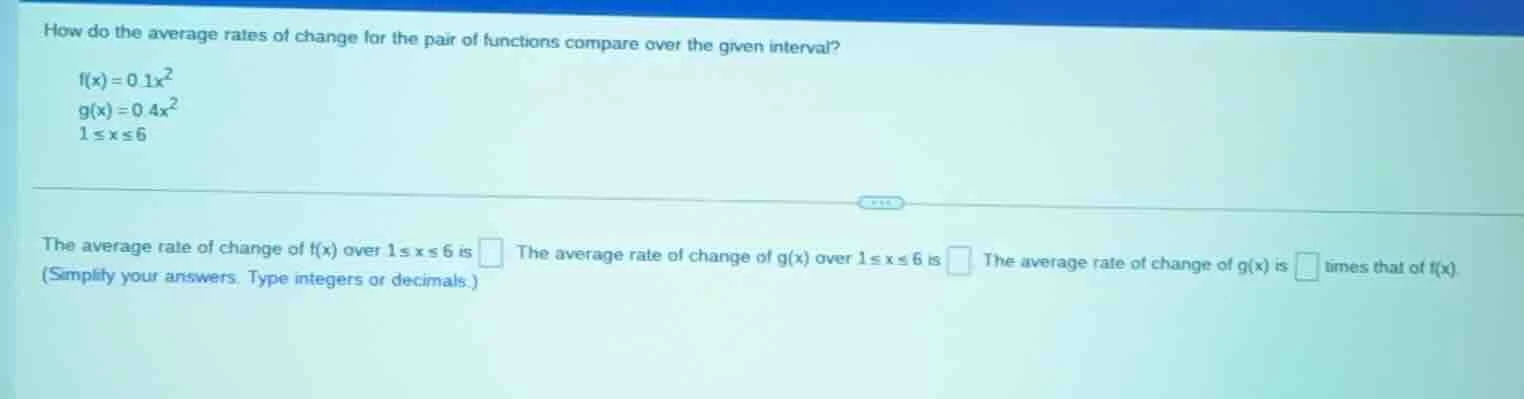 how do the average rates of change for the pair of functions compare ov…
