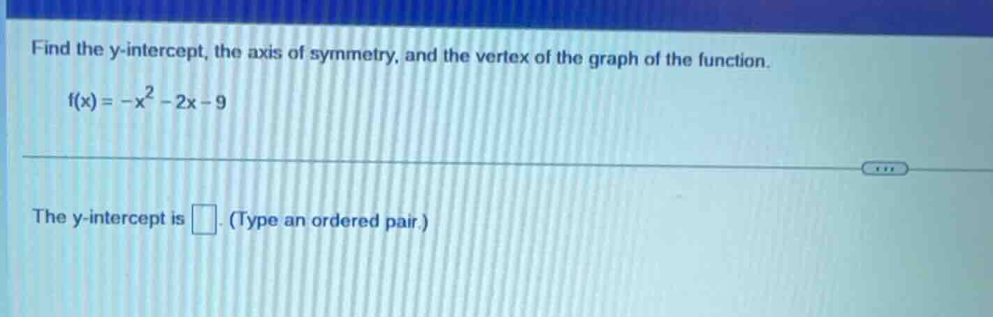 find the y-intercept, the axis of symmetry, and the vertex of the graph…