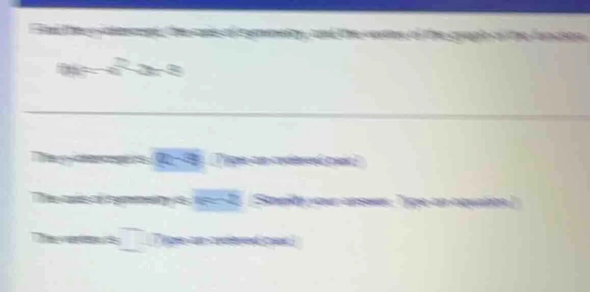 find the y-intercept, the axis of symmetry, and the vertex of the graph…