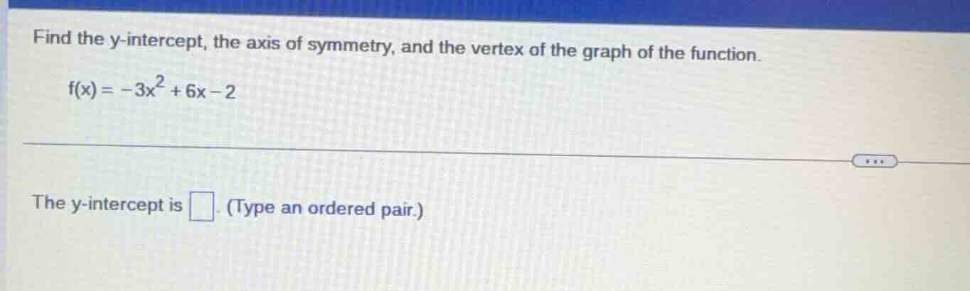 find the y-intercept, the axis of symmetry, and the vertex of the graph…