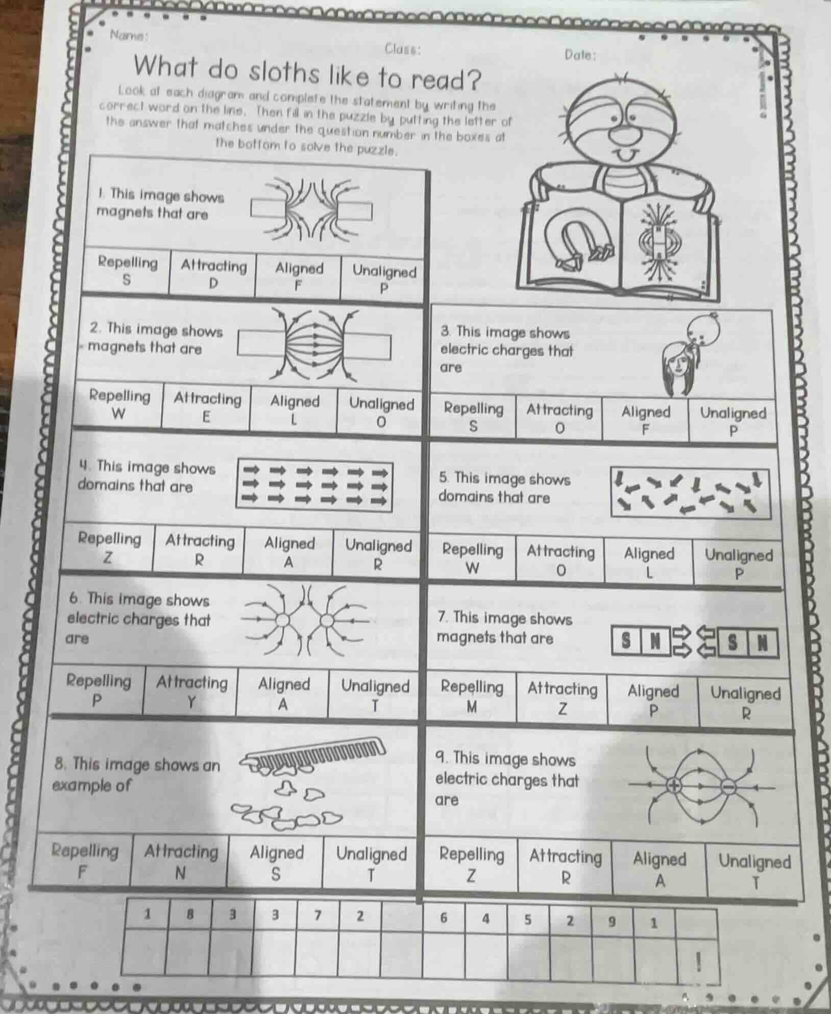 name: class: date: what do sloths like to read? look at each diagram an…