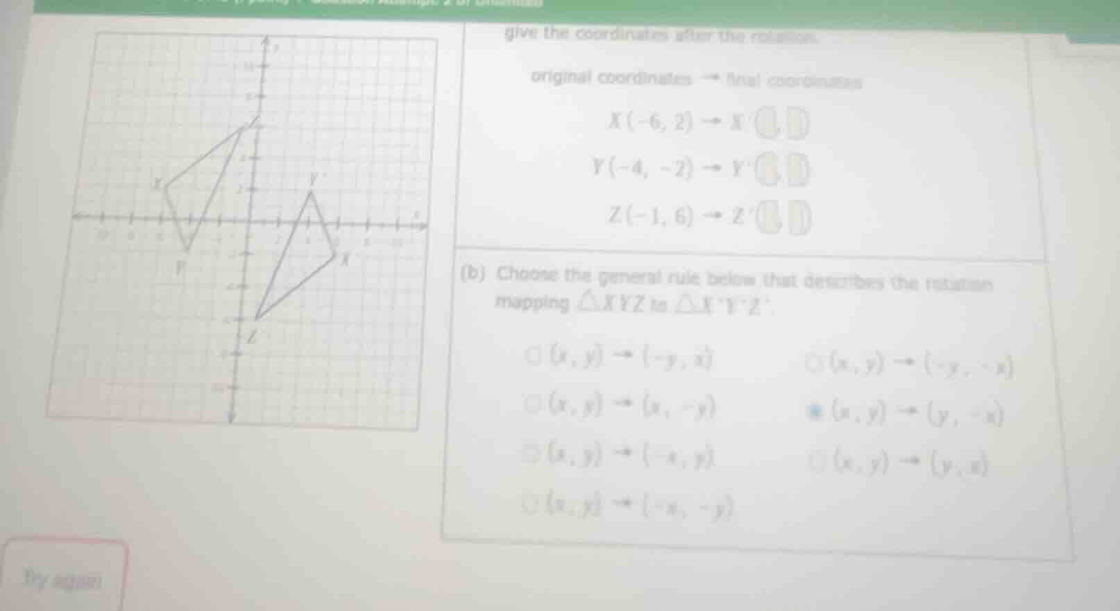 give the coordinates after the rotation. original coordinates → final c…