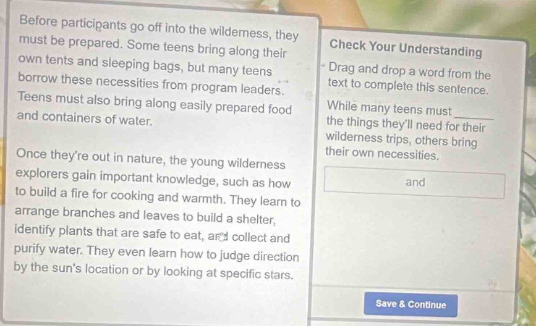 before participants go off into the wilderness, they must be prepared. …