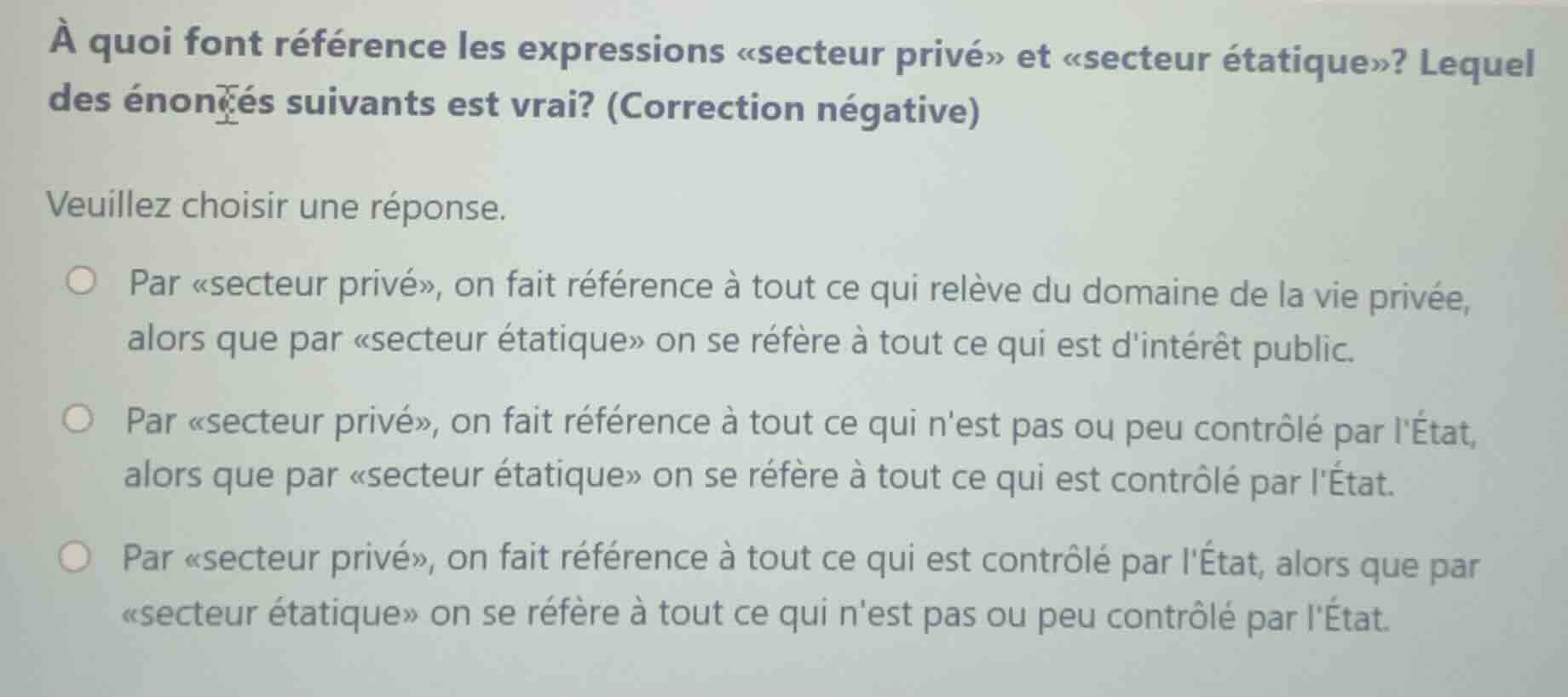 à quoi font référence les expressions «secteur privé» et «secteur étati…