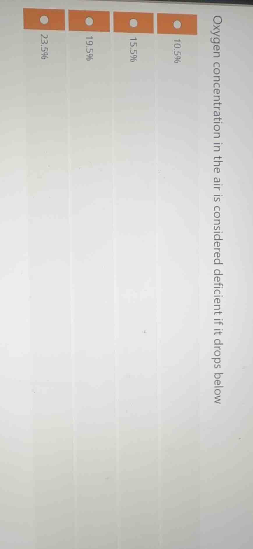 oxygen concentration in the air is considered deficient if it drops bel…