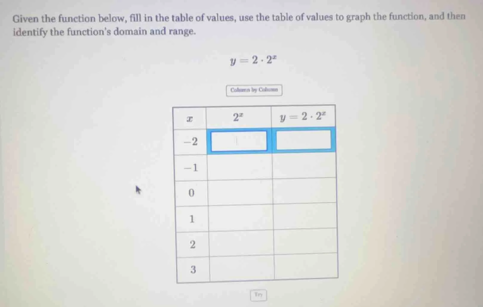 given the function below, fill in the table of values, use the table of…