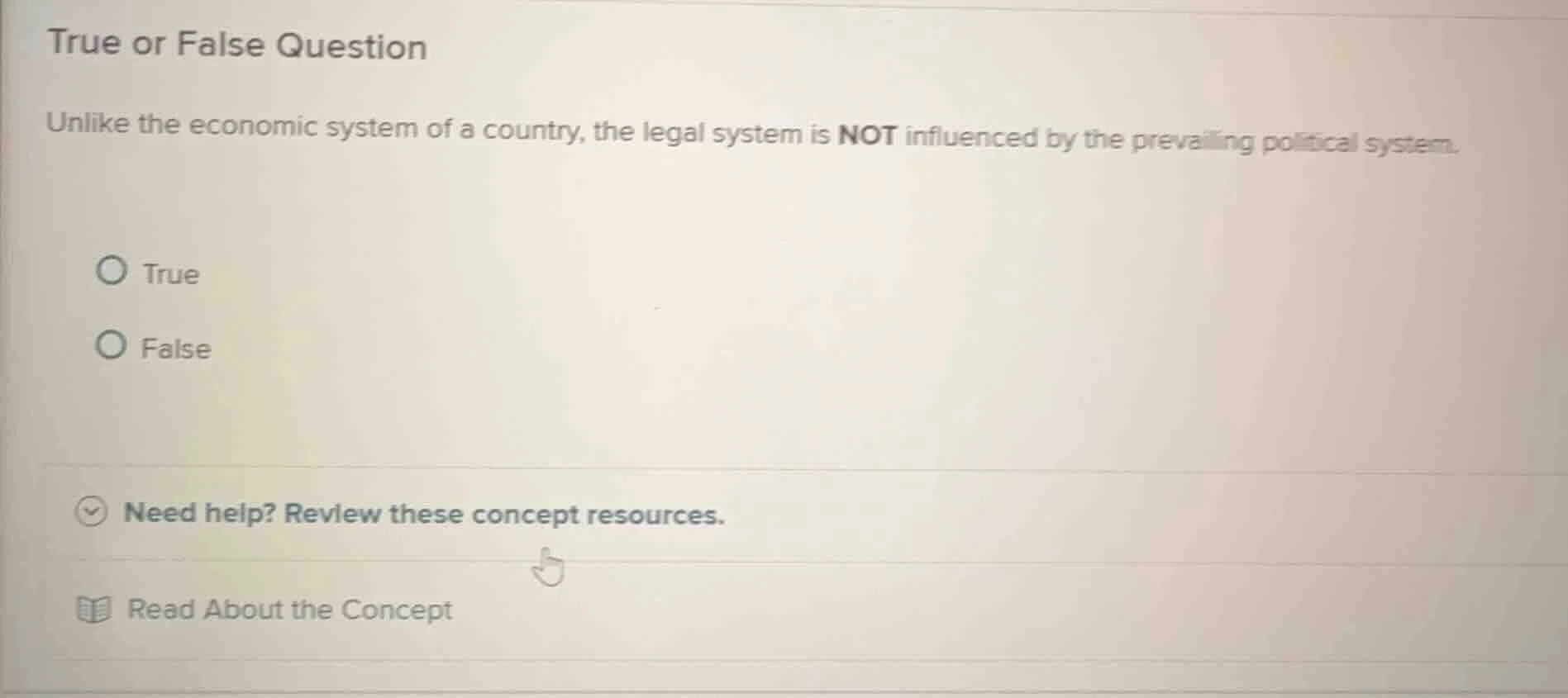 true or false question unlike the economic system of a country, the leg…