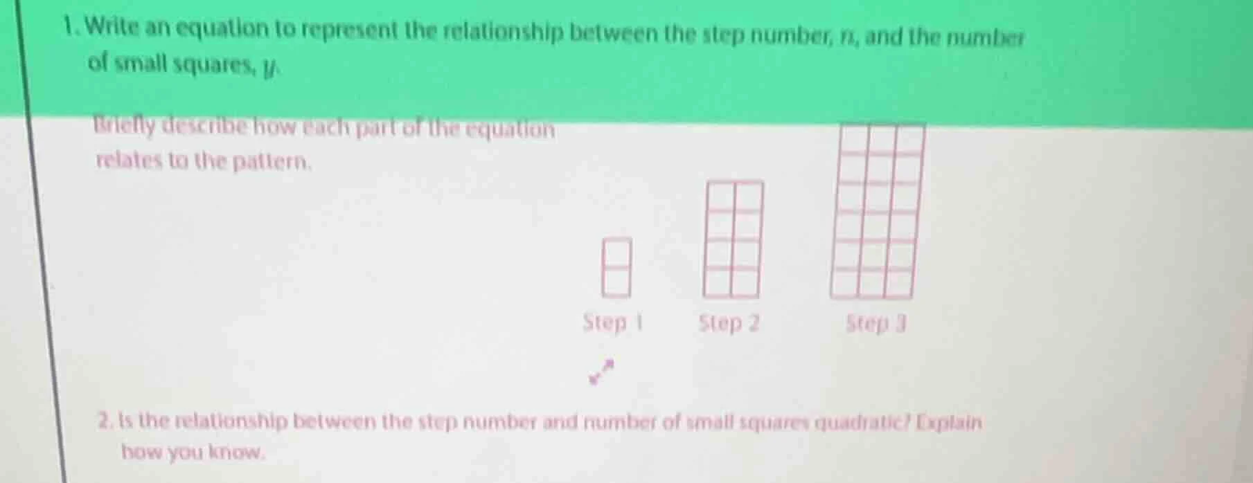1. write an equation to represent the relationship between the step num…