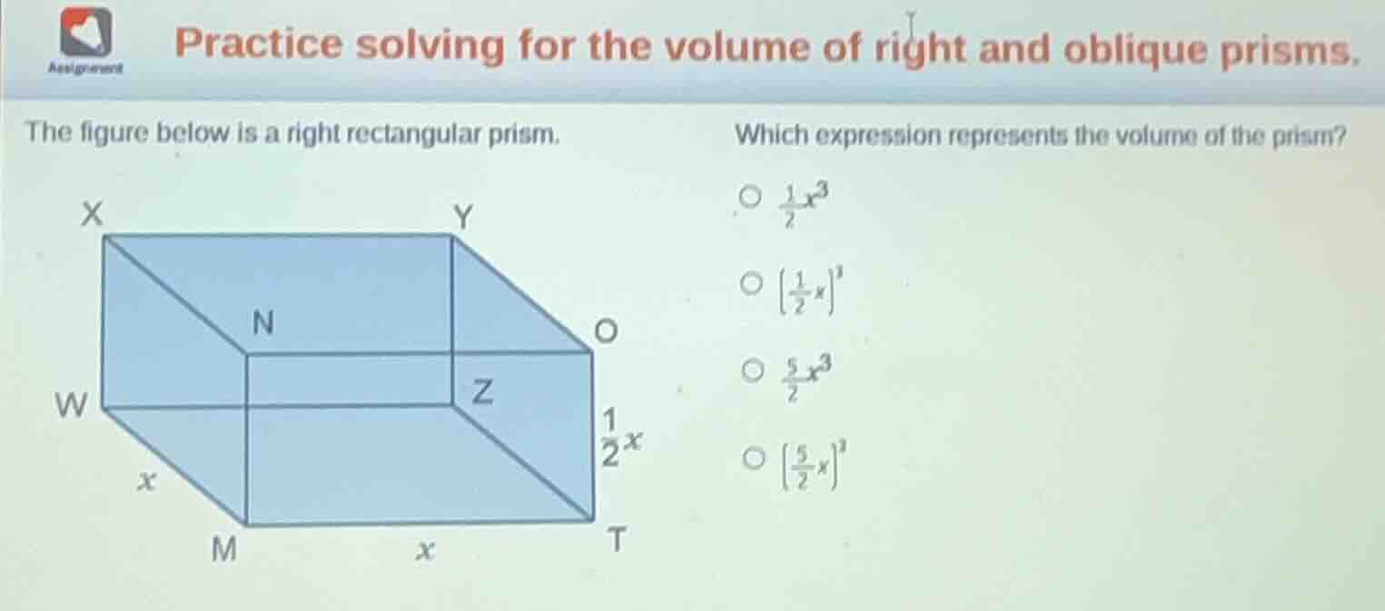 practice solving for the volume of right and oblique prisms. the figure…