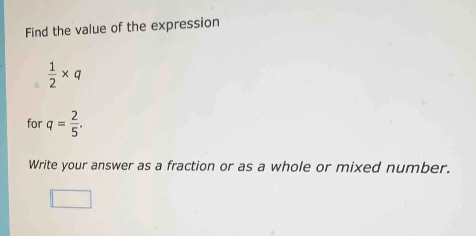 find the value of the expression \\(\\frac{1}{2} \\times q\\) for \\(q …