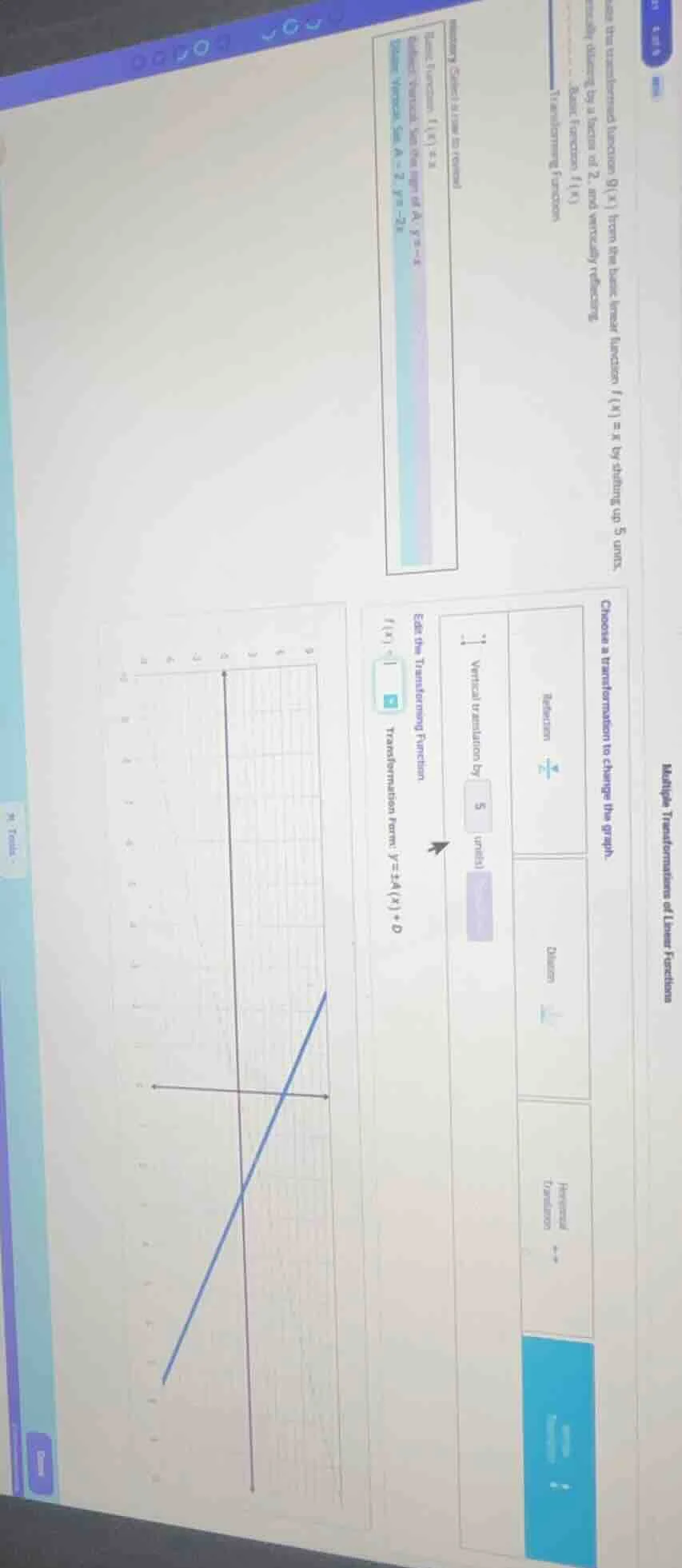 multiple transformations of linear functions choose a transformation to…
