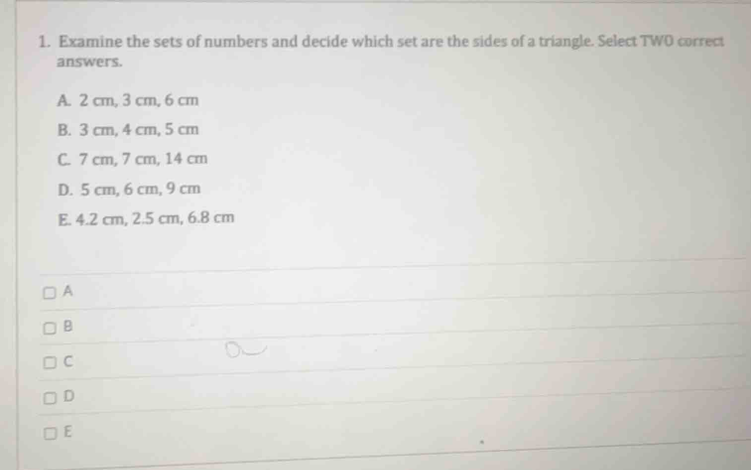 1. examine the sets of numbers and decide which set are the sides of a …