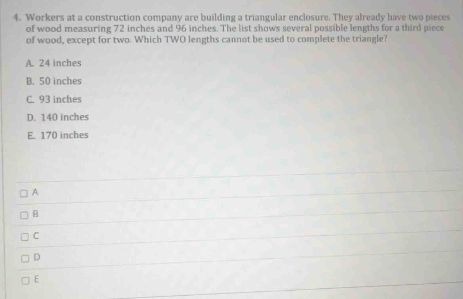 4. workers at a construction company are building a triangular enclosur…