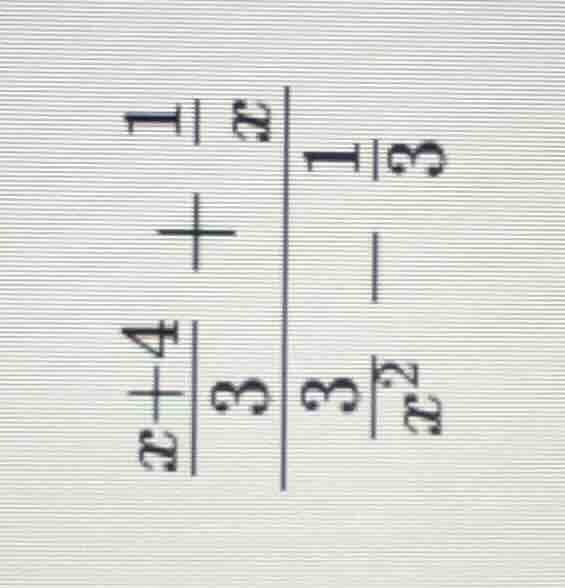 the image shows a complex fraction: the numerator is (x + 4)/3 + 1/x, a…