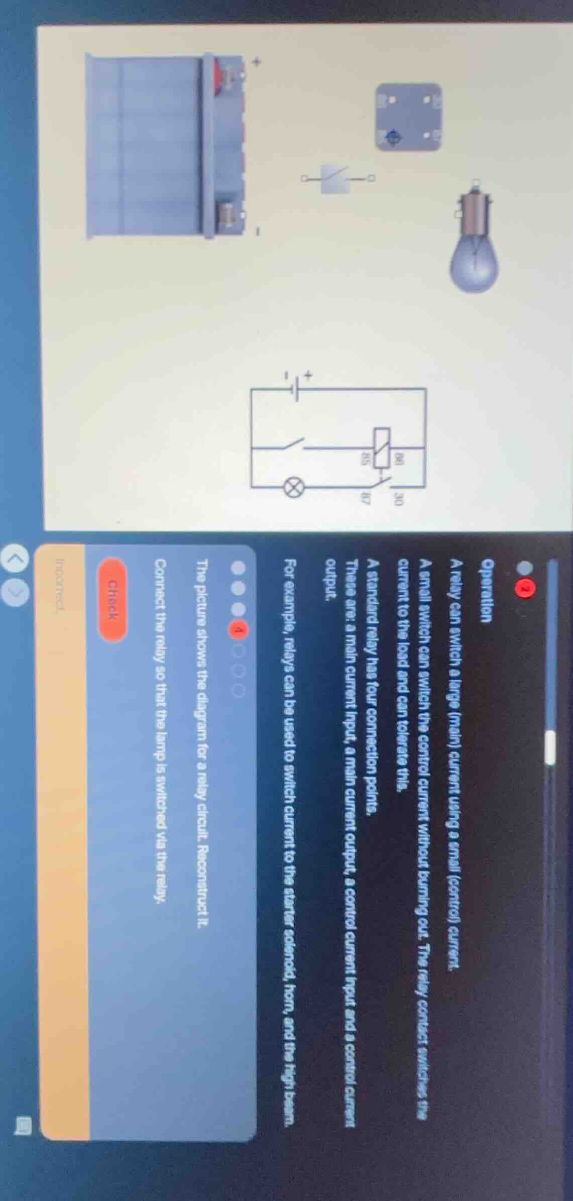 operation a relay can switch a large (main) current using a small (cont…