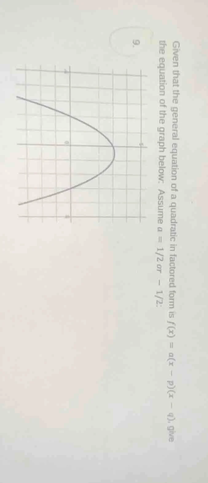 9. given that the general equation of a quadratic in factored form is (…