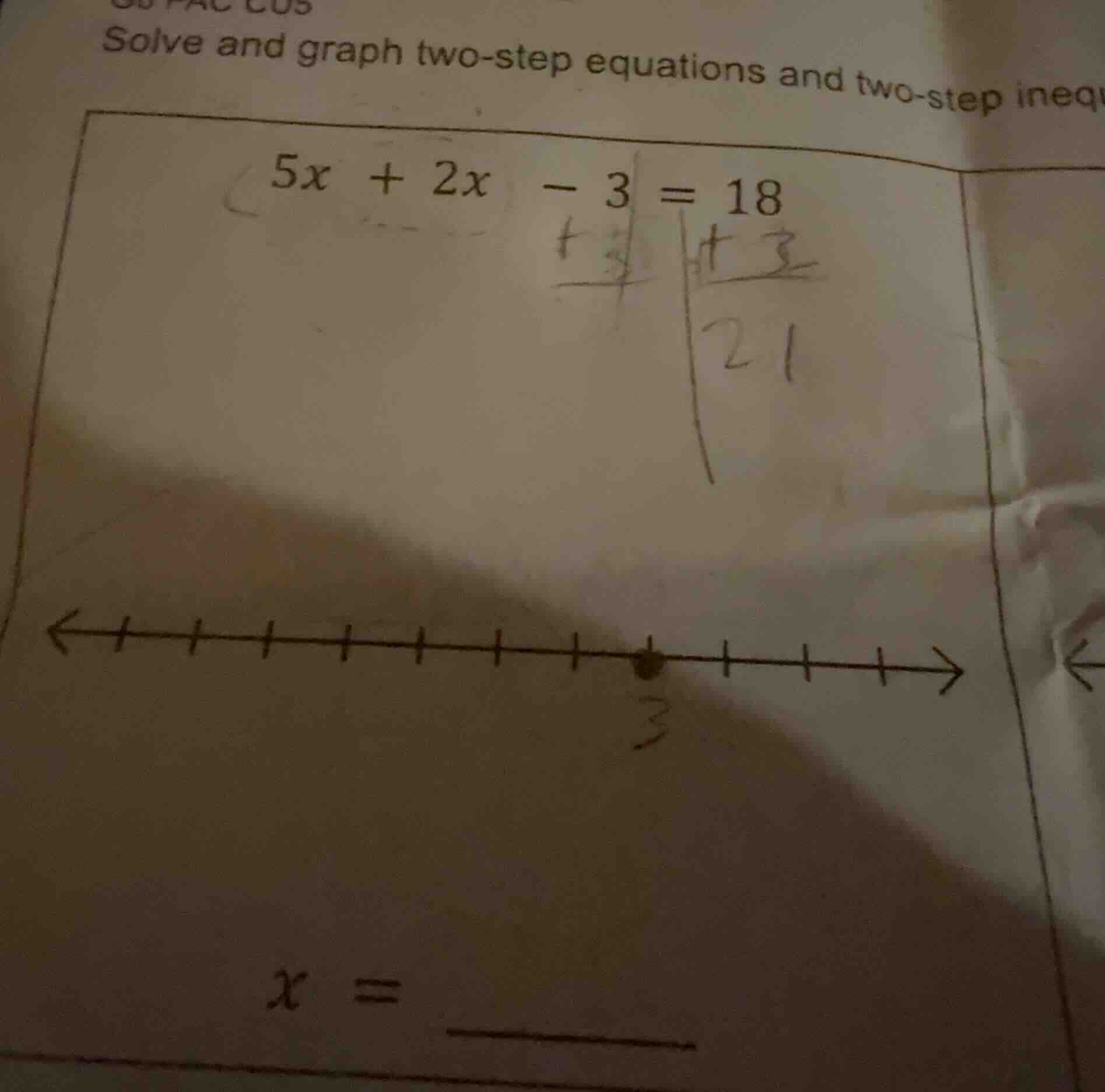 solve and graph two - step equations and two - step inequ $5x + 2x - 3 …