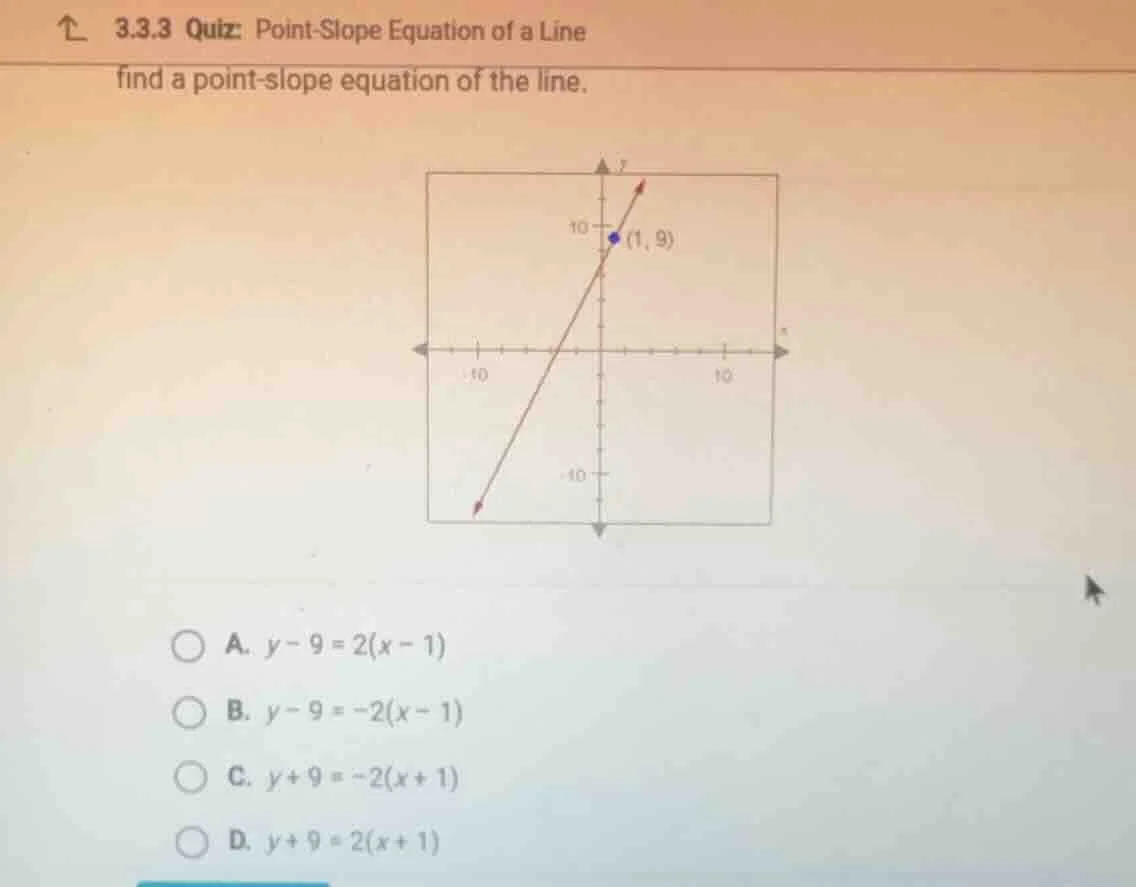 3.3.3 quiz: point - slope equation of a line find a point - slope equat…