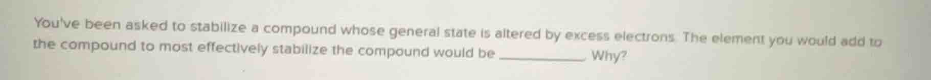 youve been asked to stabilize a compound whose general state is altered…