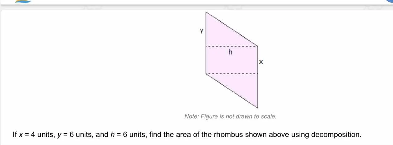 note: figure is not drawn to scale. if x = 4 units, y = 6 units, and h …