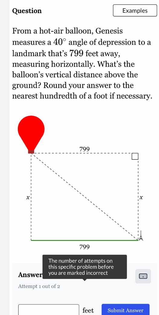 question from a hot - air balloon, genesis measures a $40^{circ}$ angle…