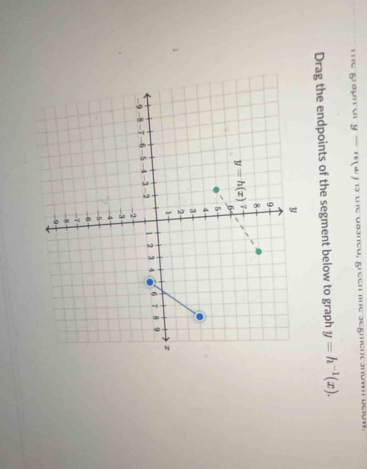 drag the endpoints of the segment below to graph ( y = h^{-1}(x) ).